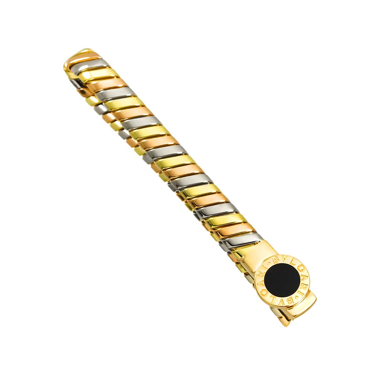 Double logo Tubogas Onyx Tie Bar 18K YG PG WG 750