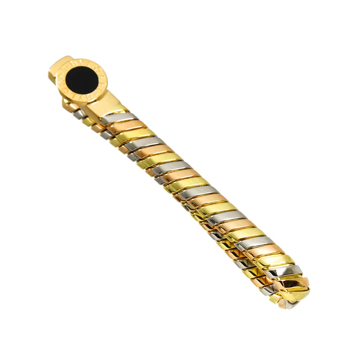 Double logo Tubogas Onyx Tie Bar 18K YG PG WG 750