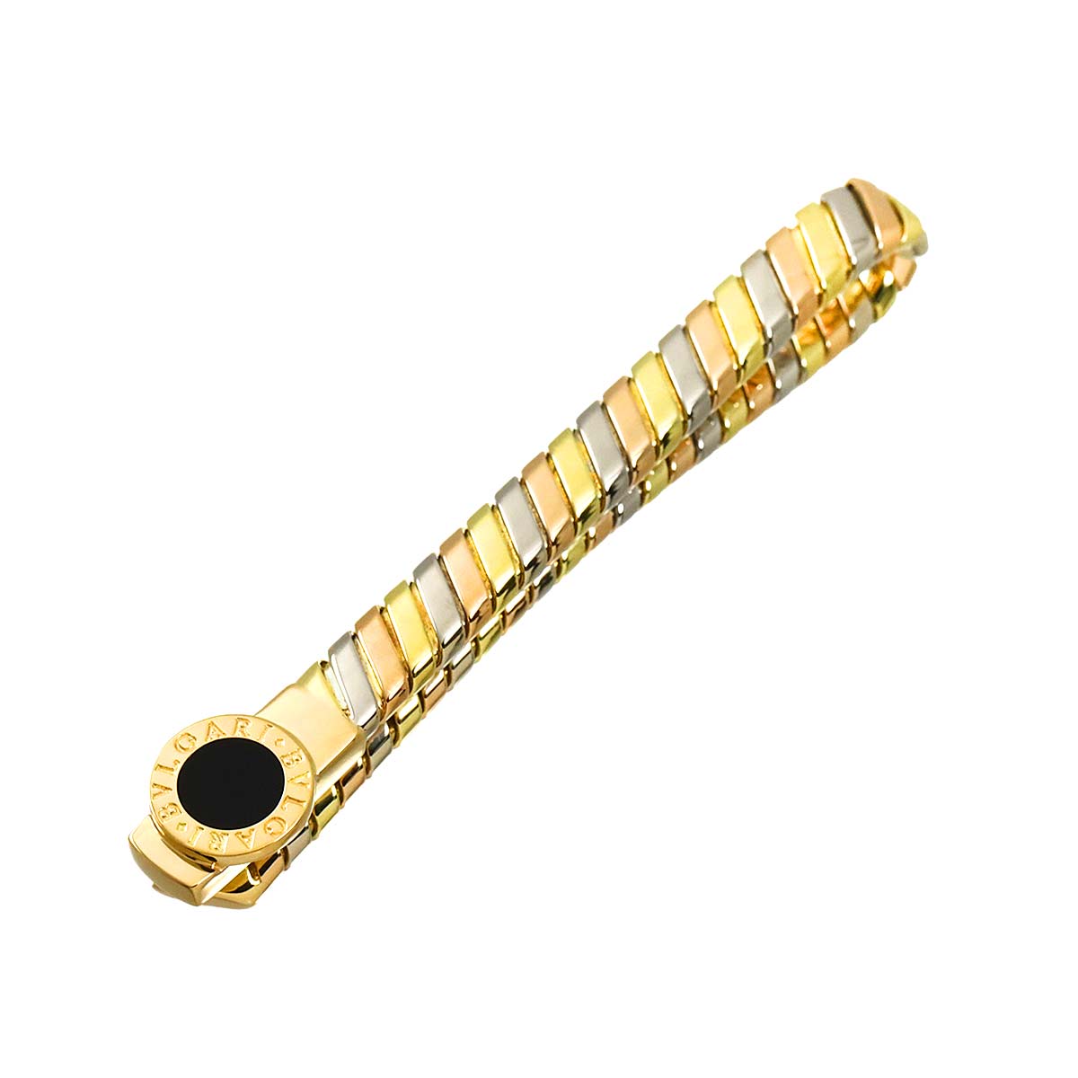 Double logo Tubogas Onyx Tie Bar 18K YG PG WG 750