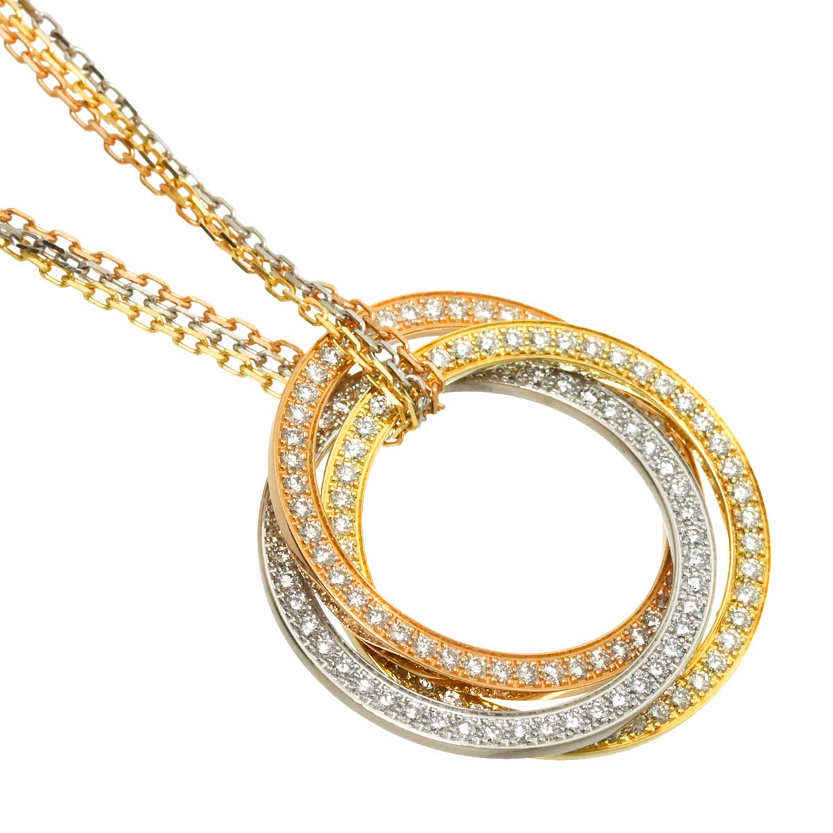 Trinity Diamond Necklace 18K YG WG PG 750