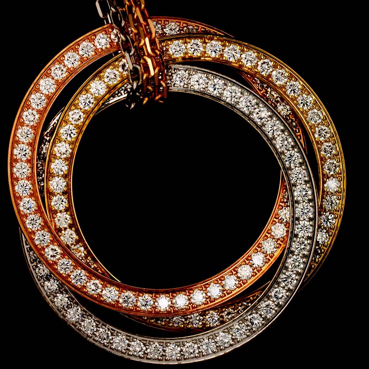 Trinity Diamond Necklace 18K YG WG PG 750