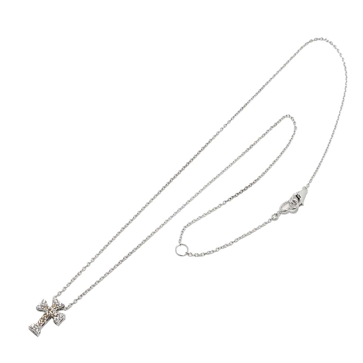 Cross motif Diamond 0.11ct/0.11ct Necklace 18K WG 750