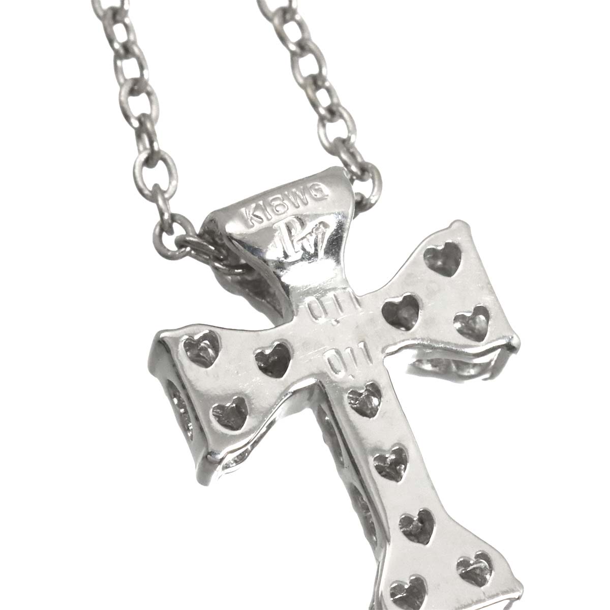 Cross motif Diamond 0.11ct/0.11ct Necklace 18K WG 750