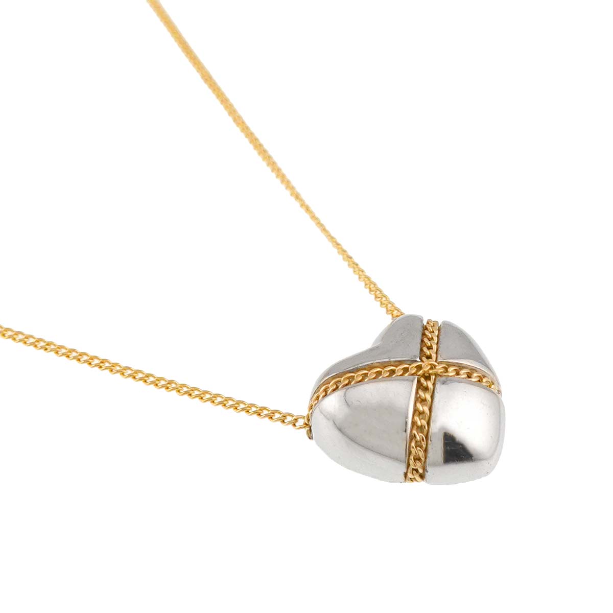 Chain Cross Heart Necklace SV Silver 18K YG 750