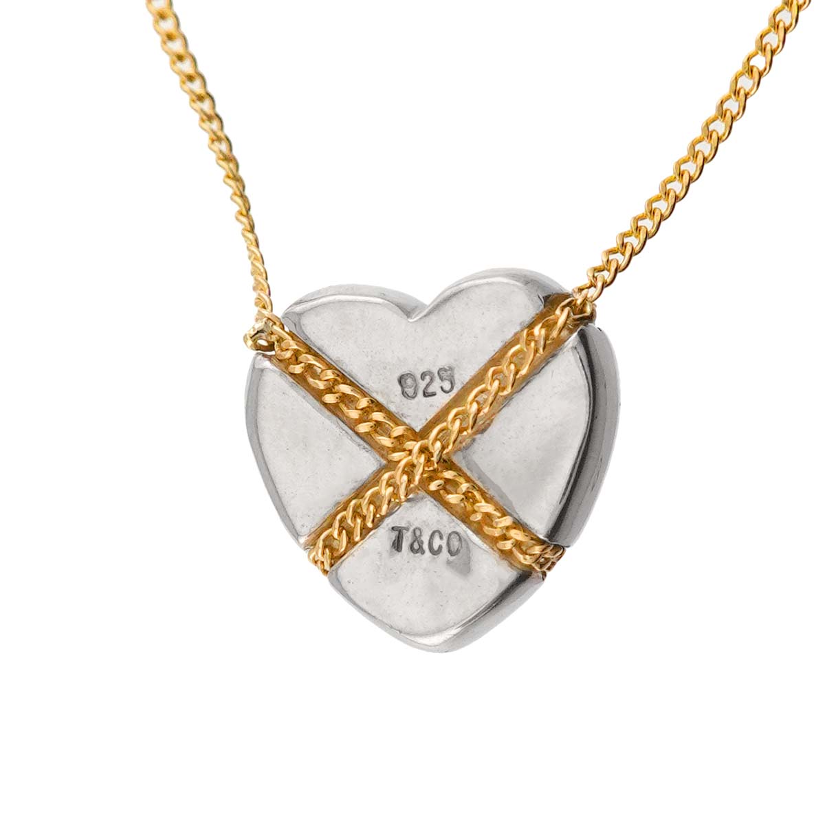 Chain Cross Heart Necklace SV Silver 18K YG 750