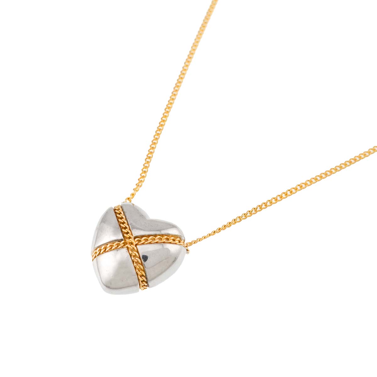 Chain Cross Heart Necklace SV Silver 18K YG 750