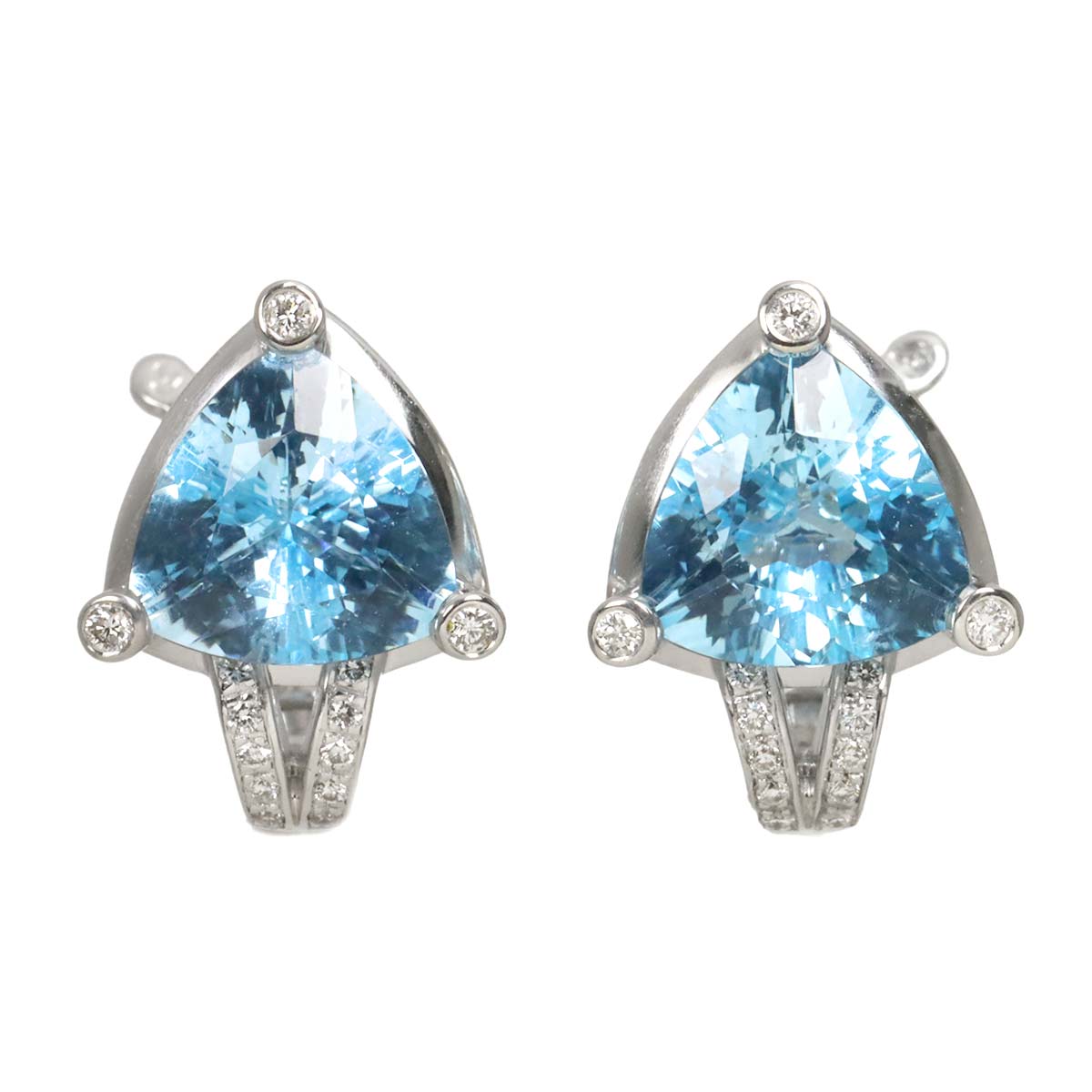 BlueTopaz Diamond Earrings Clip on Earrings Pierced 18K WG
