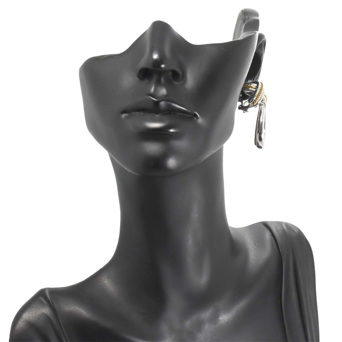 Signature Earrings Clip on Silver 925 18K Yellow Gold 750