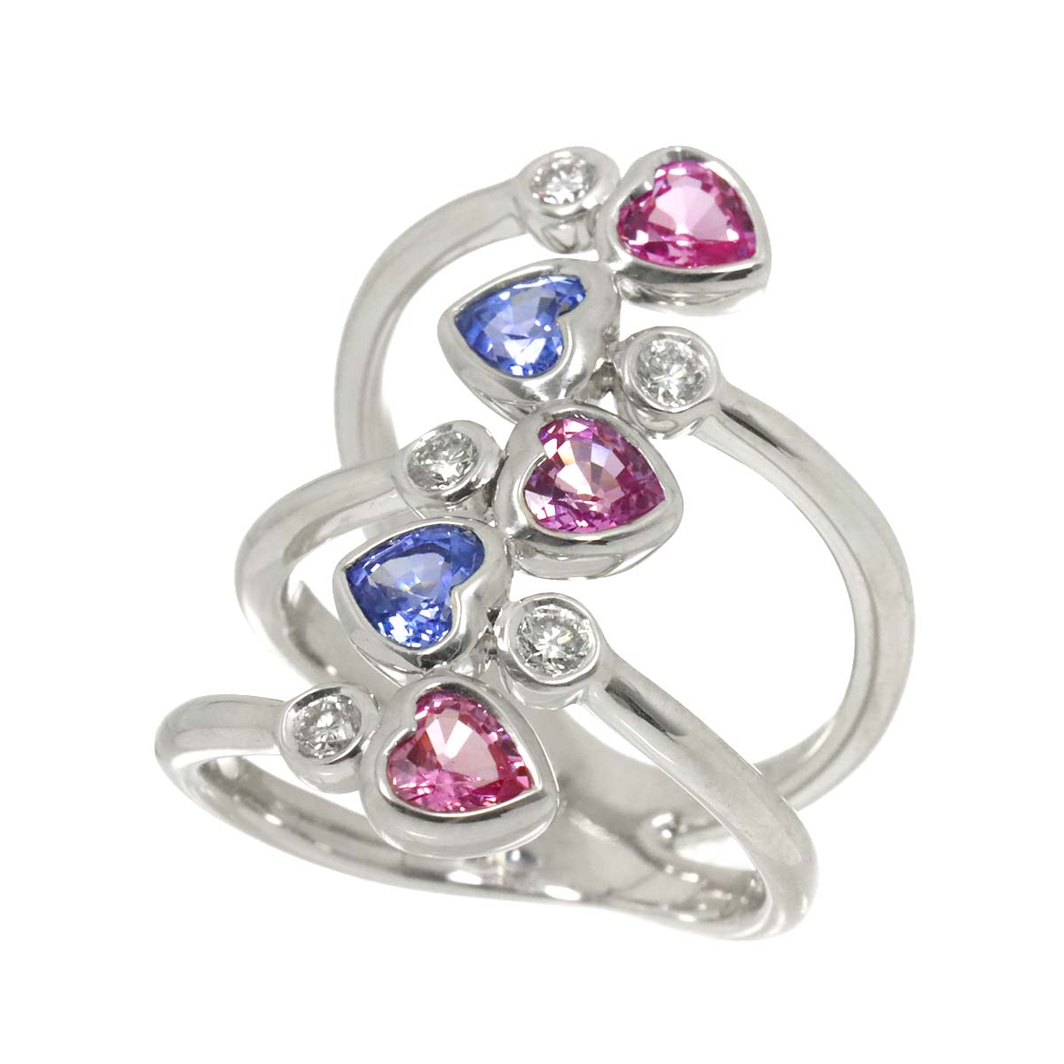 Sapphire 1.06ct/0.76ct Diamond 0.24ct Ring 18K WG 750 size6(US)