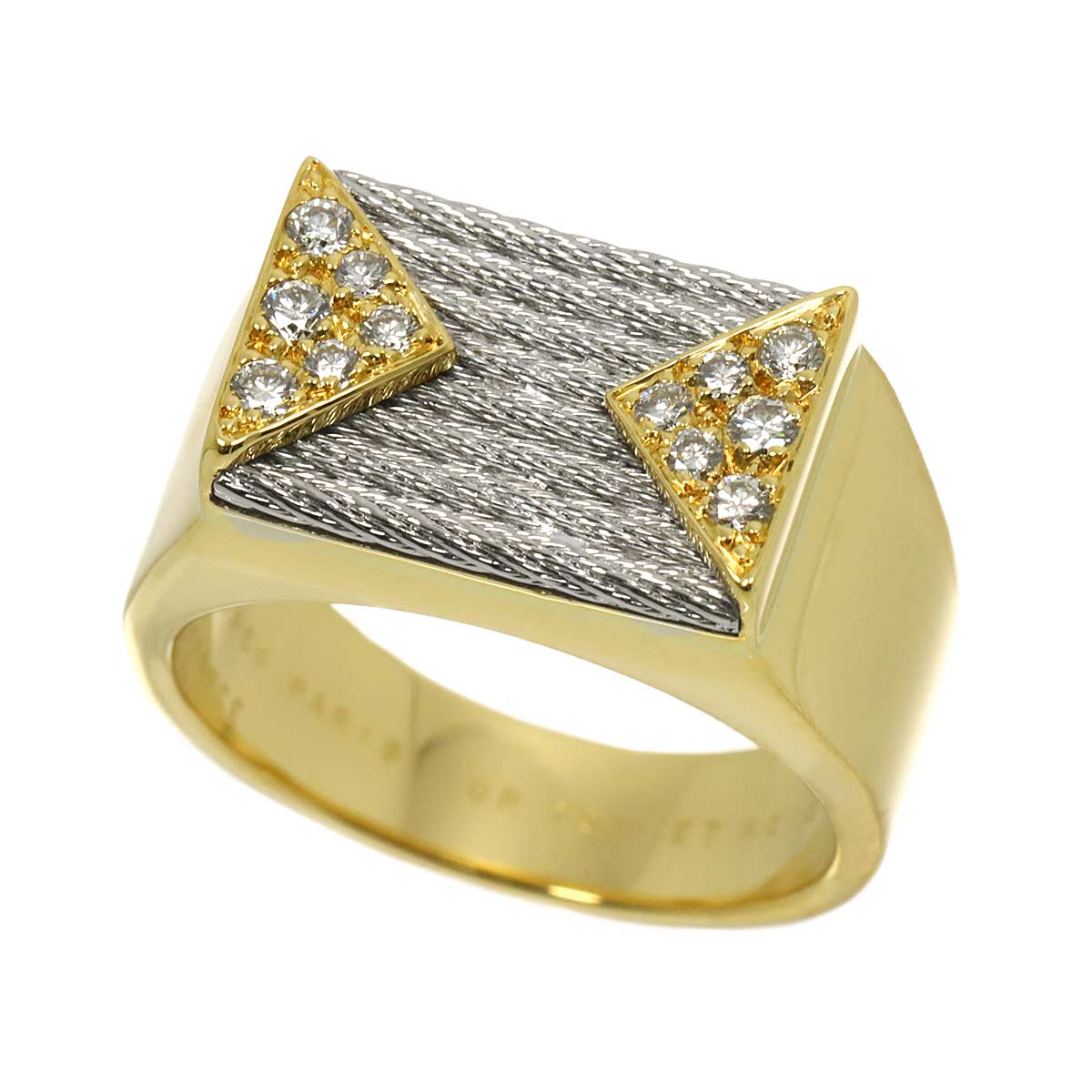 Force 10 Diamond Ring 18K YG 750 SS size:9.5(US)