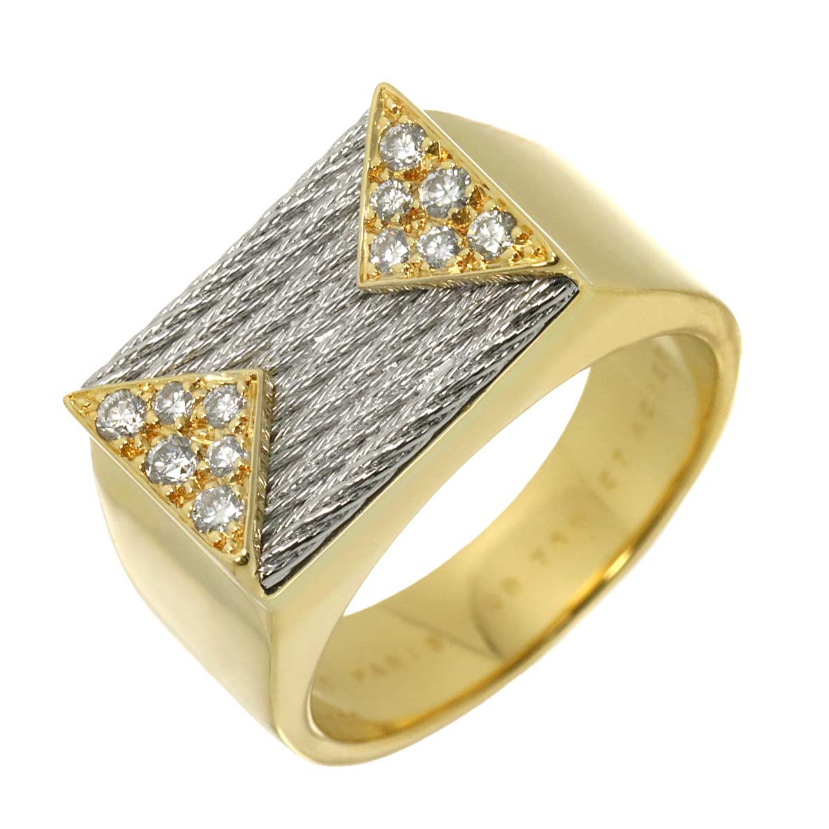 Force 10 Diamond Ring 18K YG 750 SS size:9.5(US)