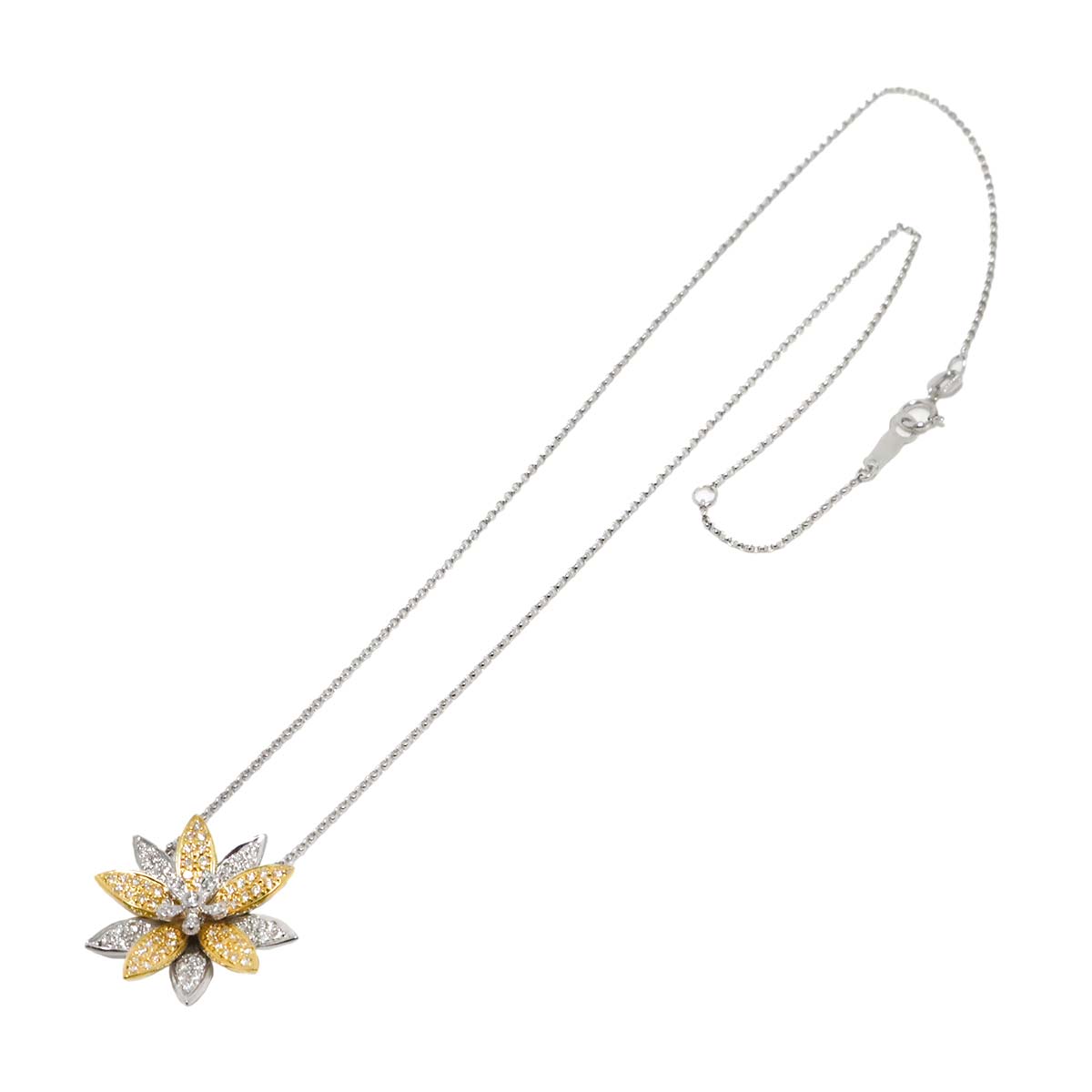 Diamond 0.45ct Necklace 18K WG YG White Yellow Gold 750