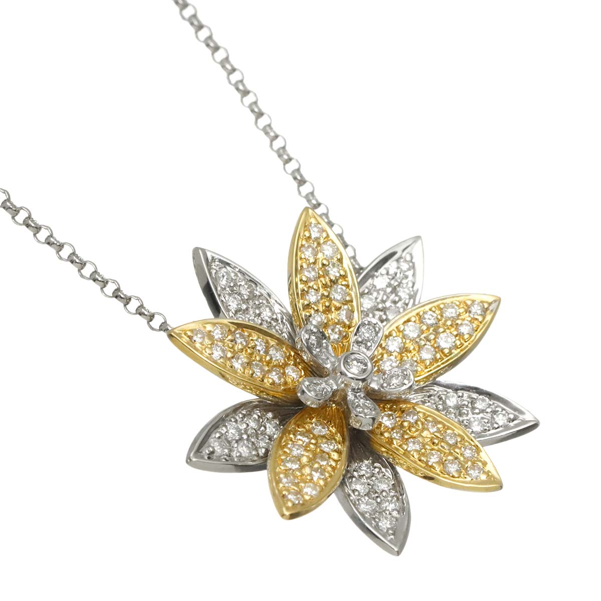 Diamond 0.45ct Necklace 18K WG YG White Yellow Gold 750
