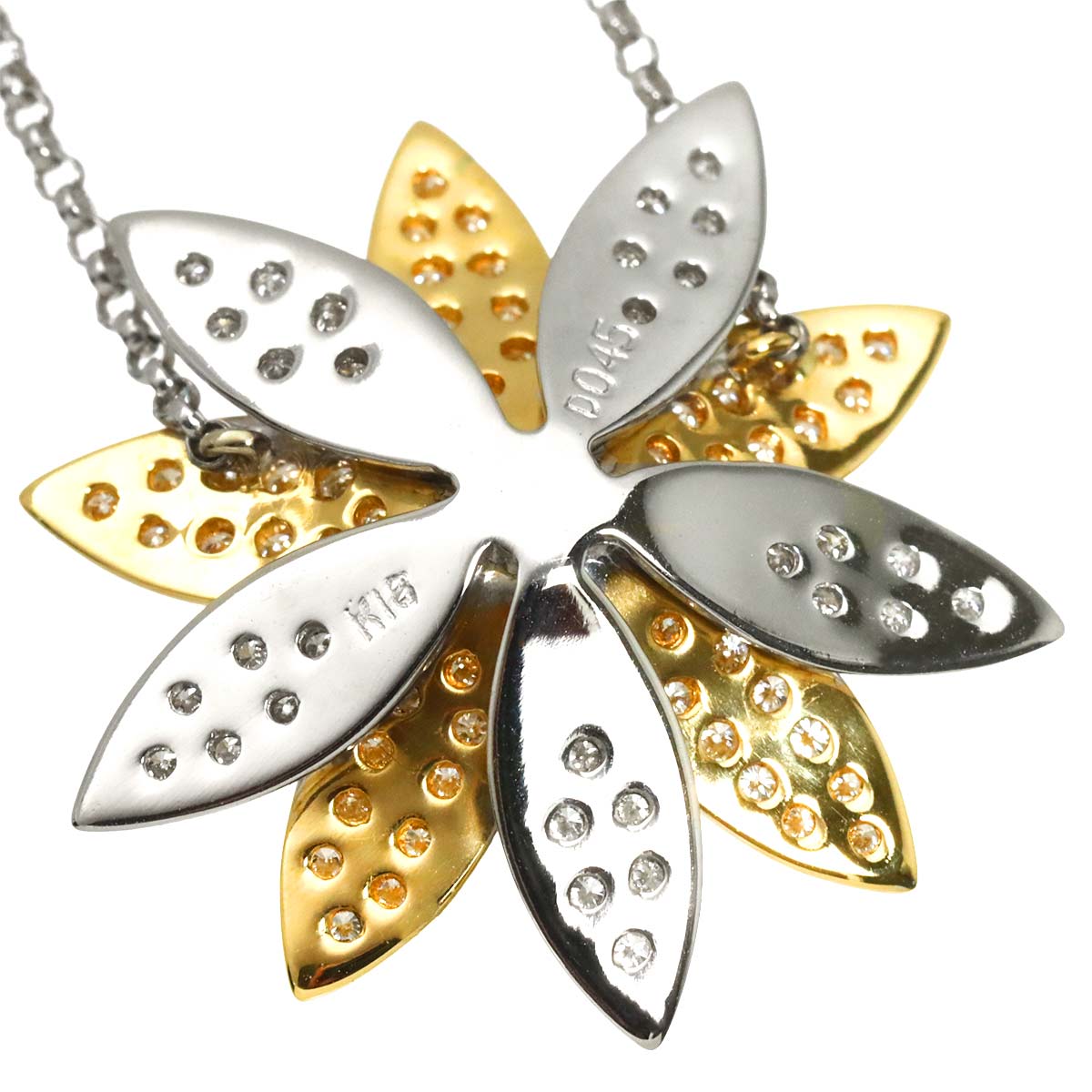 Diamond 0.45ct Necklace 18K WG YG White Yellow Gold 750