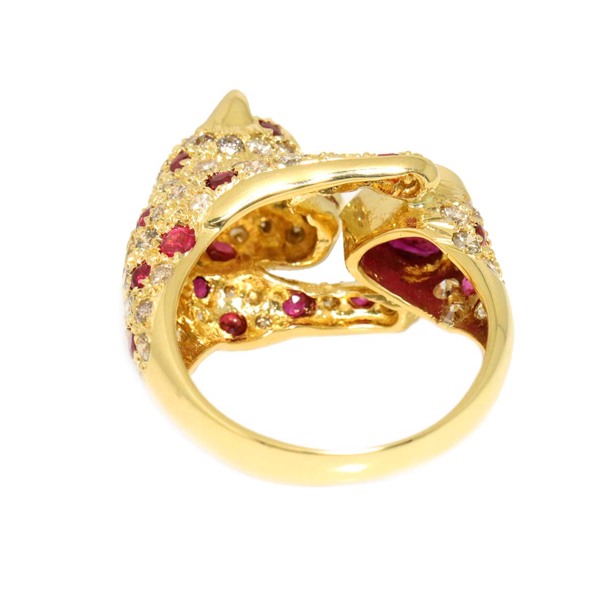 Ruby 1.02ct/1.01ct Diamond 1.37ct Emerald Ring 18K YG size7.5(US)