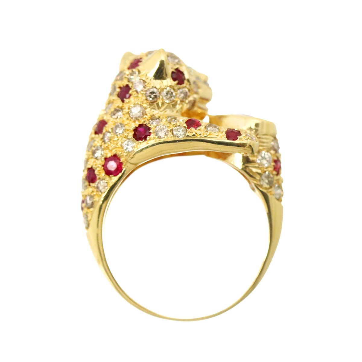 Ruby 1.02ct/1.01ct Diamond 1.37ct Emerald Ring 18K YG size7.5(US)