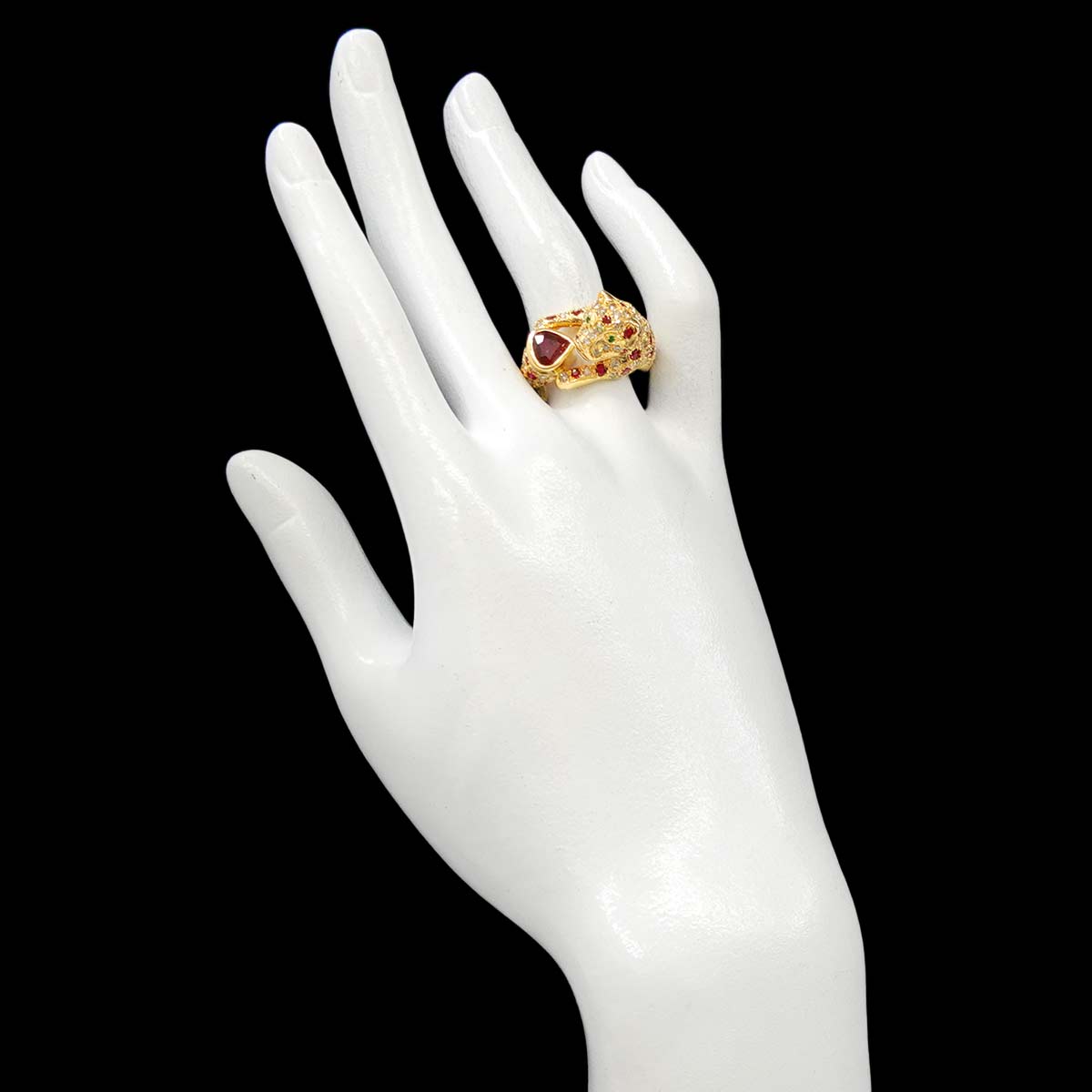 Ruby 1.02ct/1.01ct Diamond 1.37ct Emerald Ring 18K YG size7.5(US)