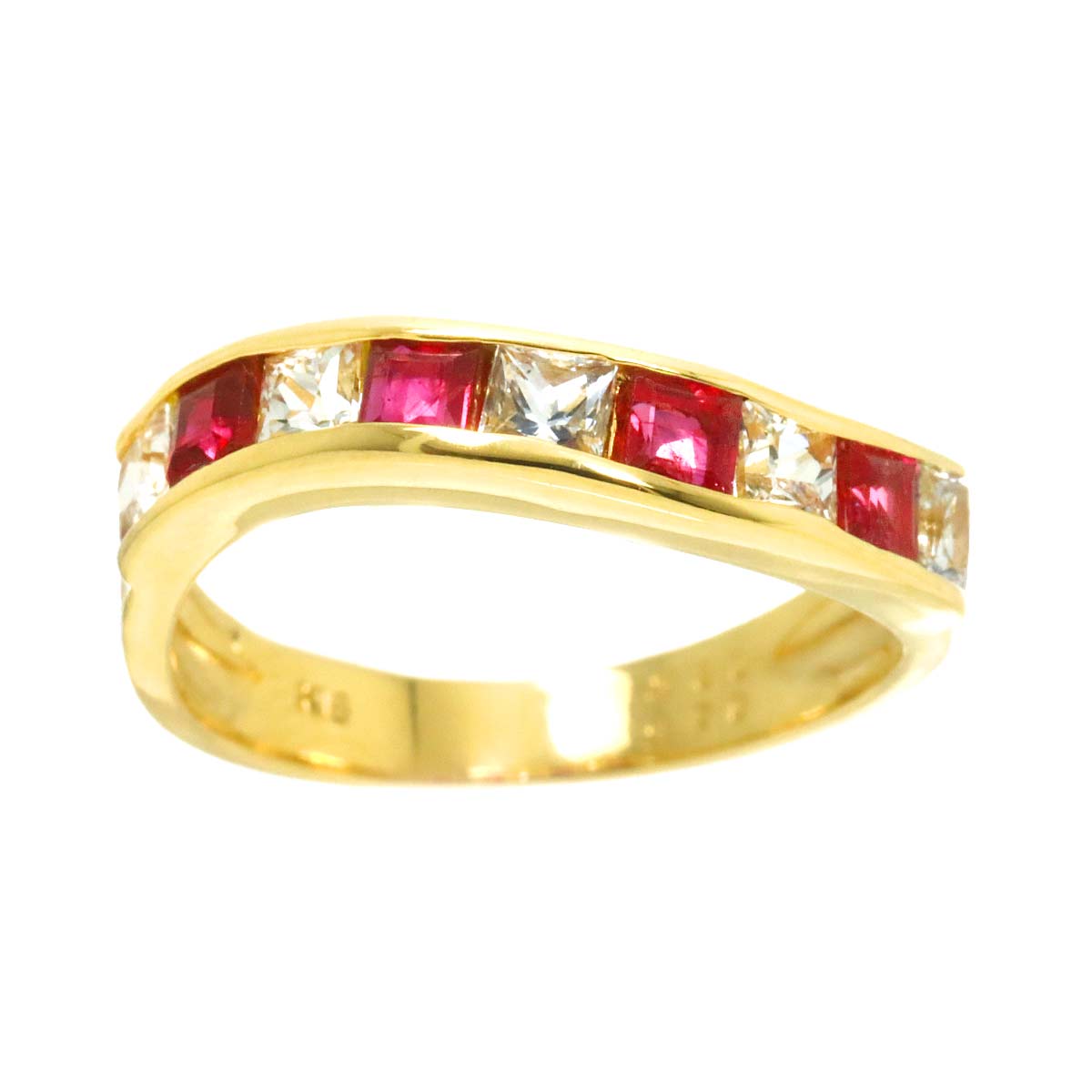 Ruby 0.65ct Diamond 0.85ct Ring 18K YG size5.5-5.75(US)