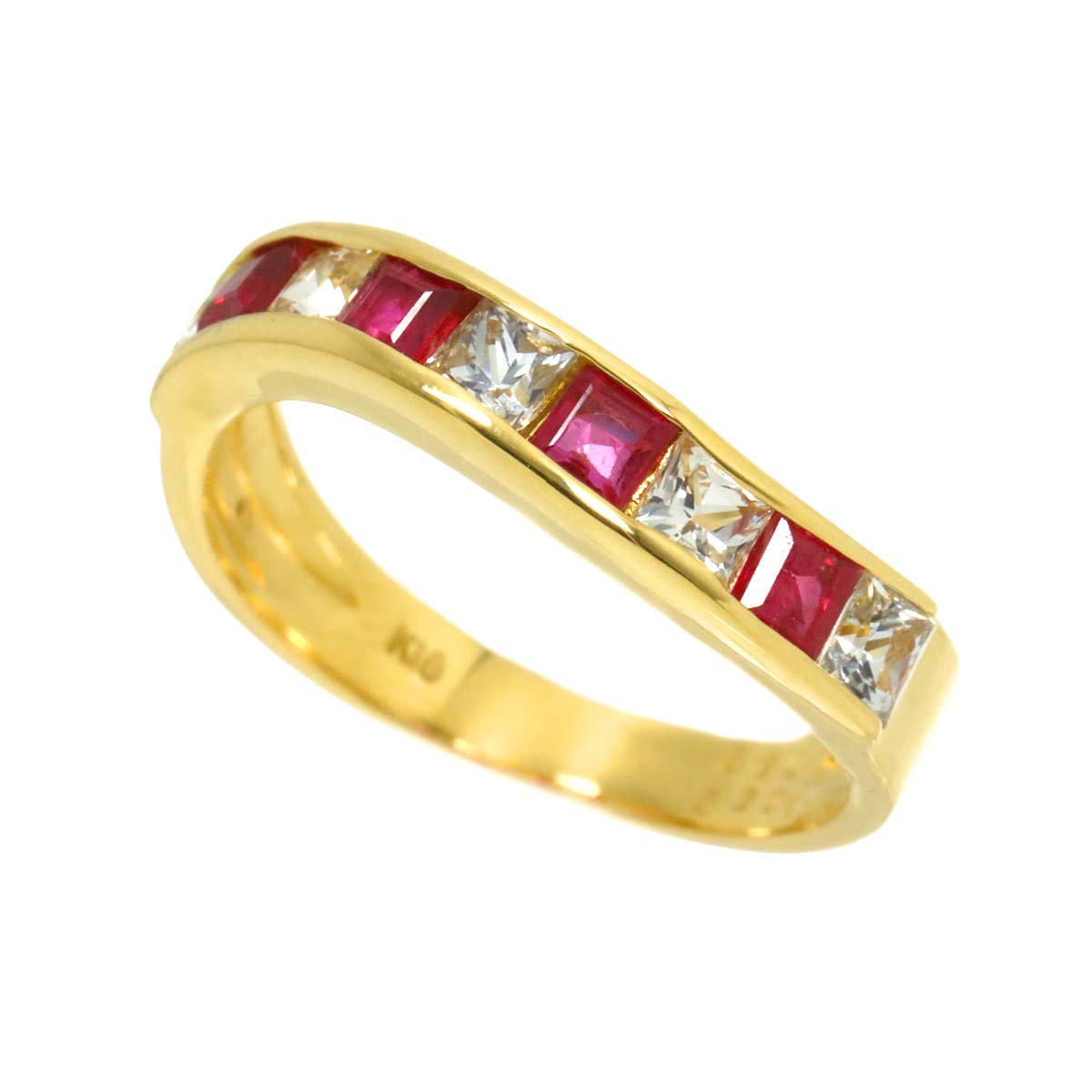 Ruby 0.65ct Diamond 0.85ct Ring 18K YG size5.5-5.75(US)