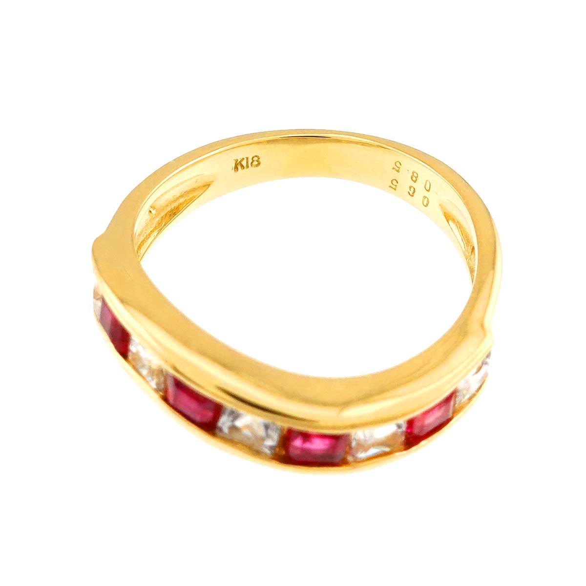 Ruby 0.65ct Diamond 0.85ct Ring 18K YG size5.5-5.75(US)
