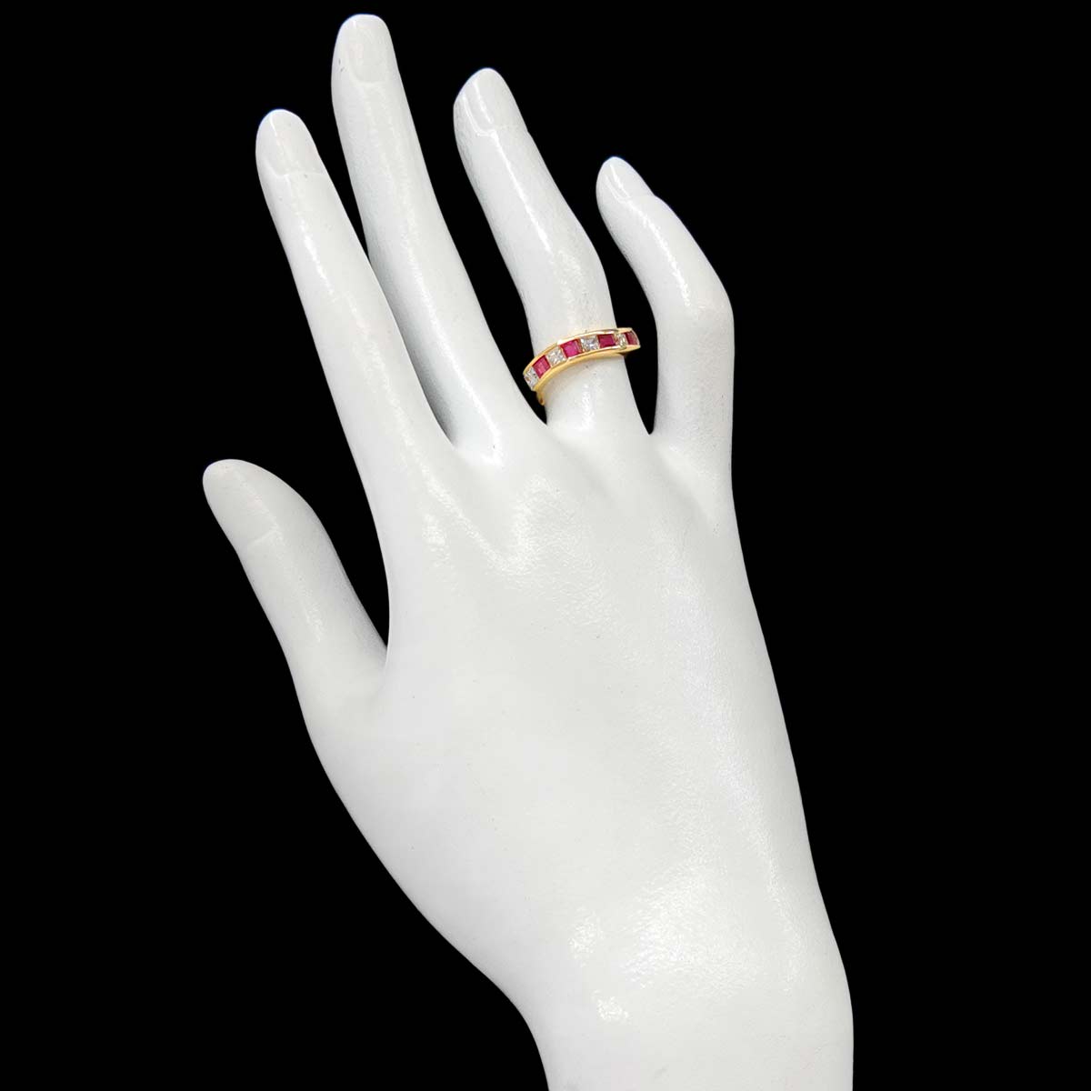 Ruby 0.65ct Diamond 0.85ct Ring 18K YG size5.5-5.75(US)