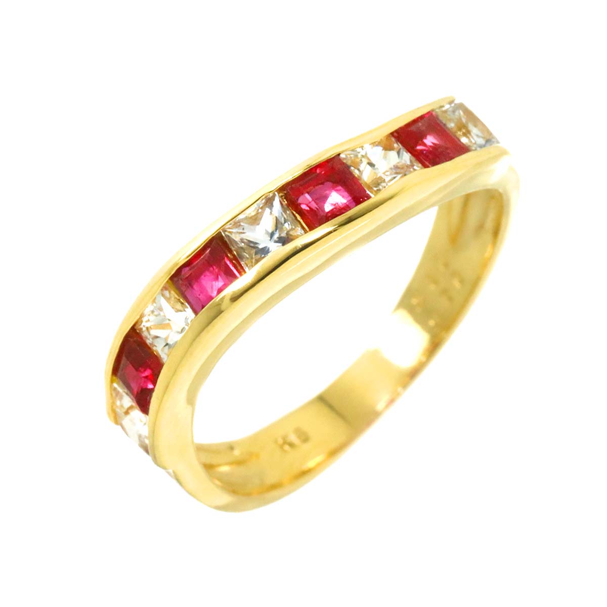 Ruby 0.65ct Diamond 0.85ct Ring 18K YG size5.5-5.75(US)