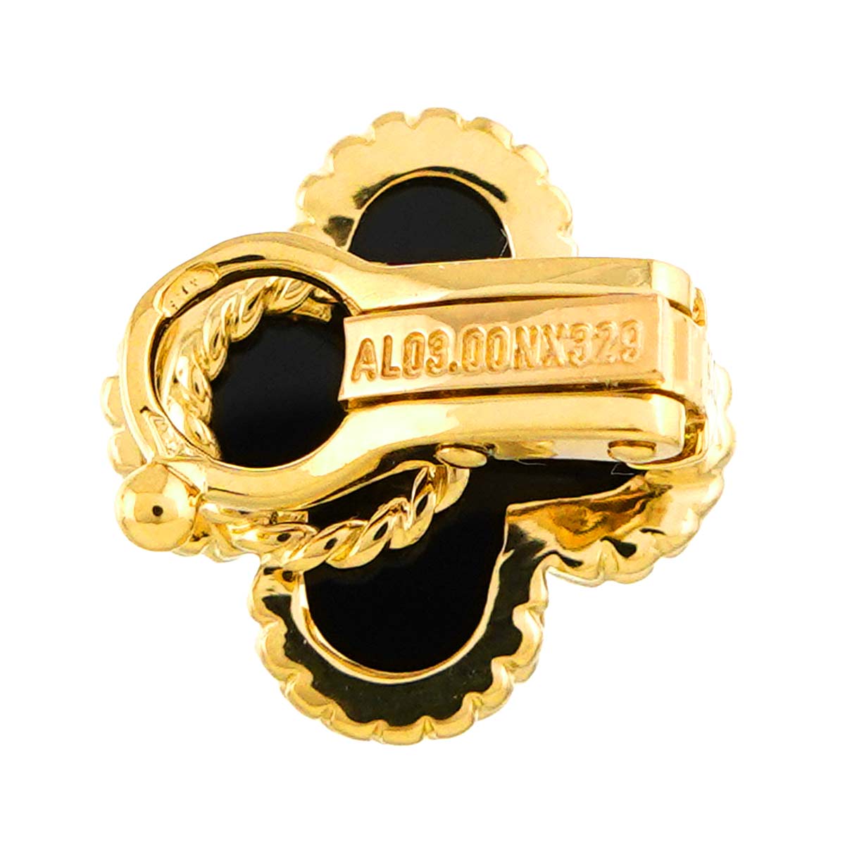 Vintage Alhambra Onyx Earrings Clip on 18K YG