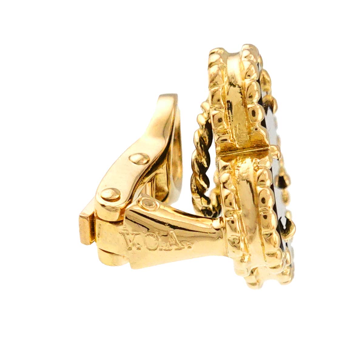 Vintage Alhambra Onyx Earrings Clip on 18K YG