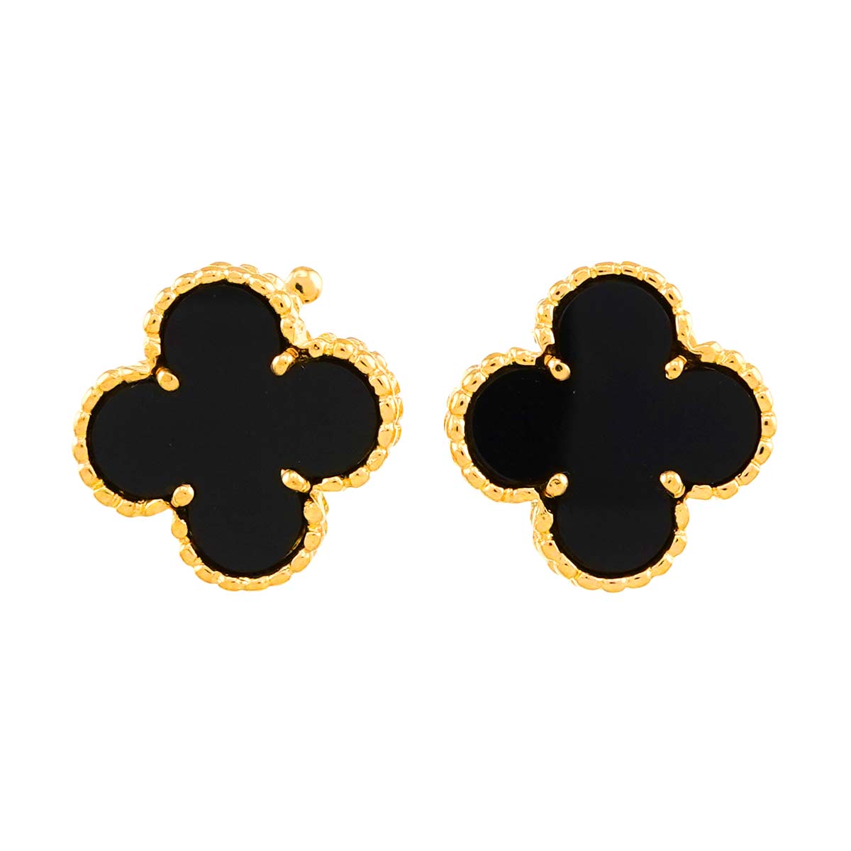 Vintage Alhambra Onyx Earrings Clip on 18K YG