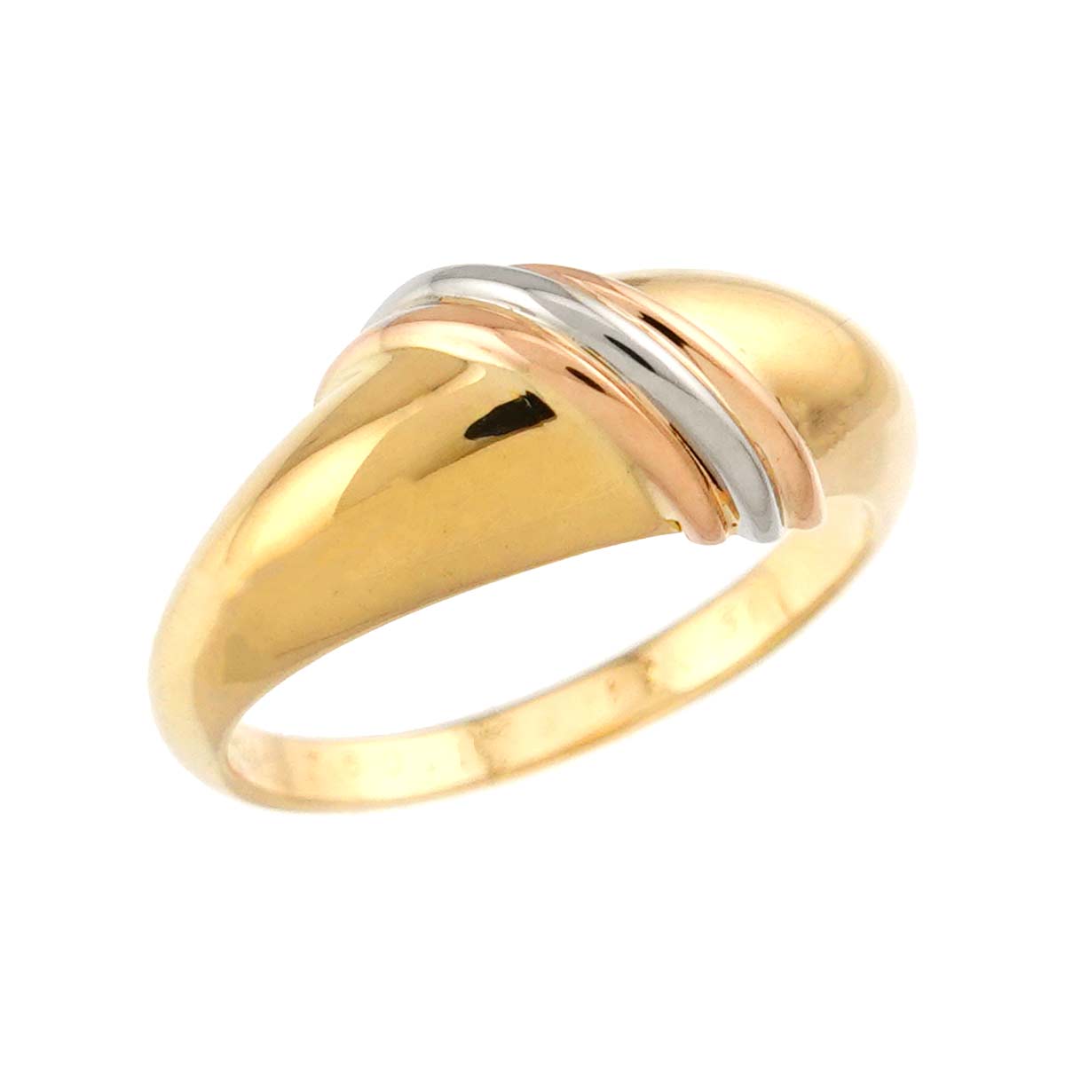 Thread Trinity Ring 18K YG WG PG 750 Size51 5.5-5.75(US)