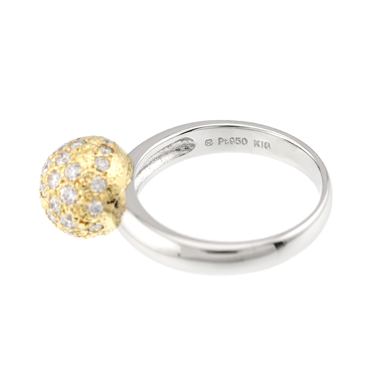 Diamond 0.69ct Ring 18K YG 750 Pt Size6(US)