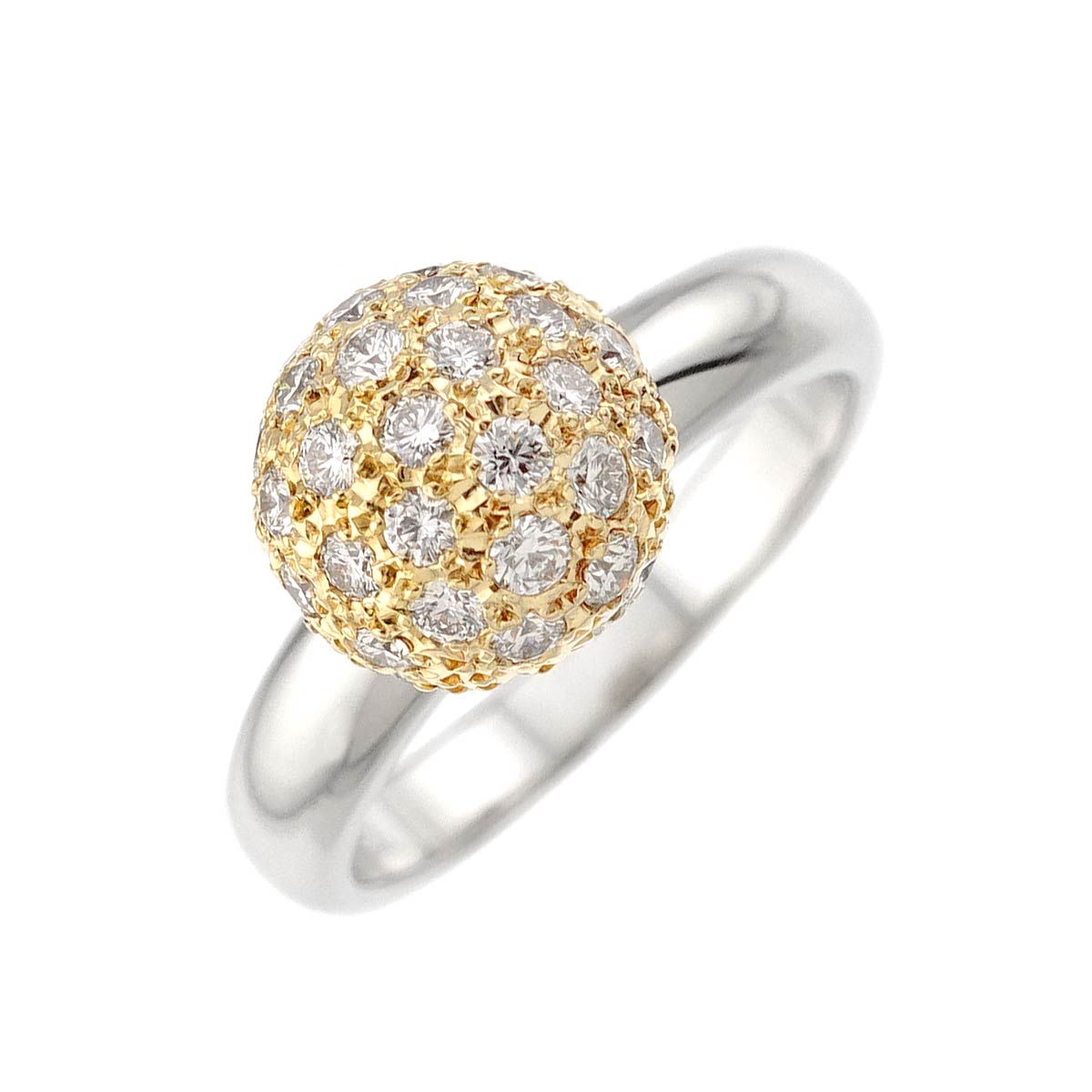 Diamond 0.69ct Ring 18K YG 750 Pt Size6(US)