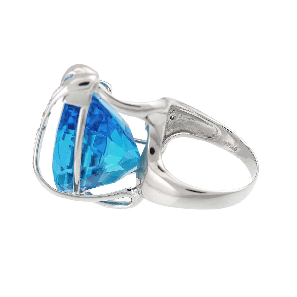 Blue Topaz 41.78ct Diamond 0.11ct Ring 18K WG 750 size5.25-5.5(US)