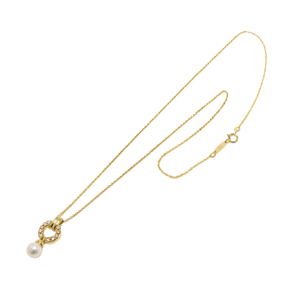 Akoya pearl 6.3mm Diamond Necklace 18K YG 750