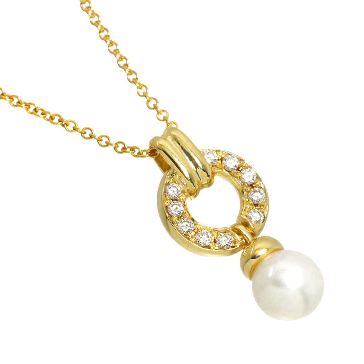 Akoya pearl 6.3mm Diamond Necklace 18K YG 750