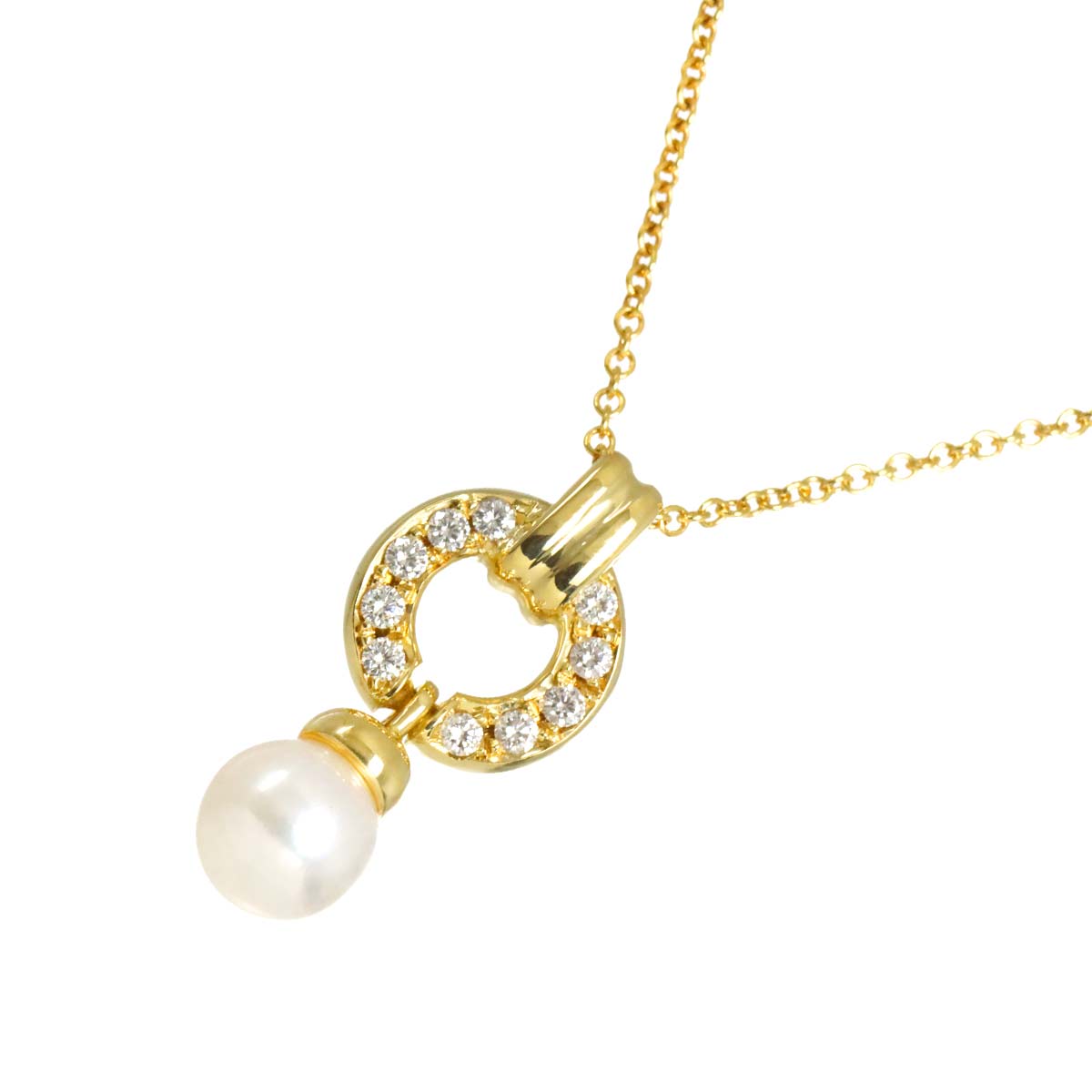 Akoya pearl 6.3mm Diamond Necklace 18K YG 750