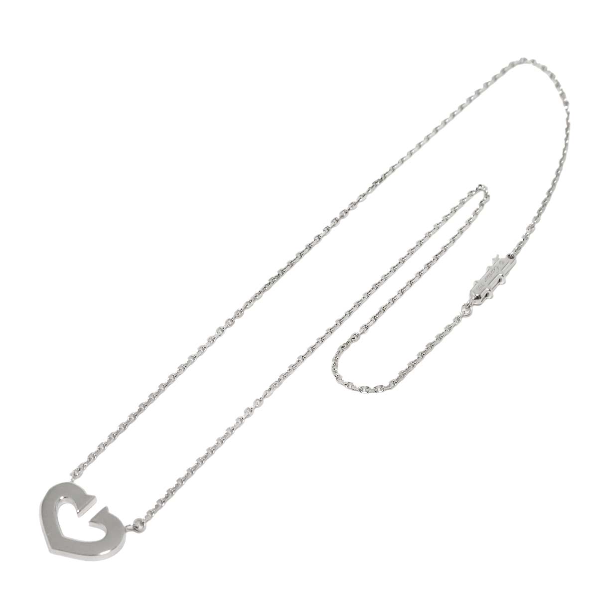 C Heart Necklace 18K White Gold 750