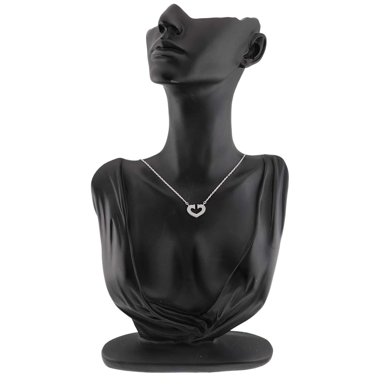 C Heart Necklace 18K White Gold 750