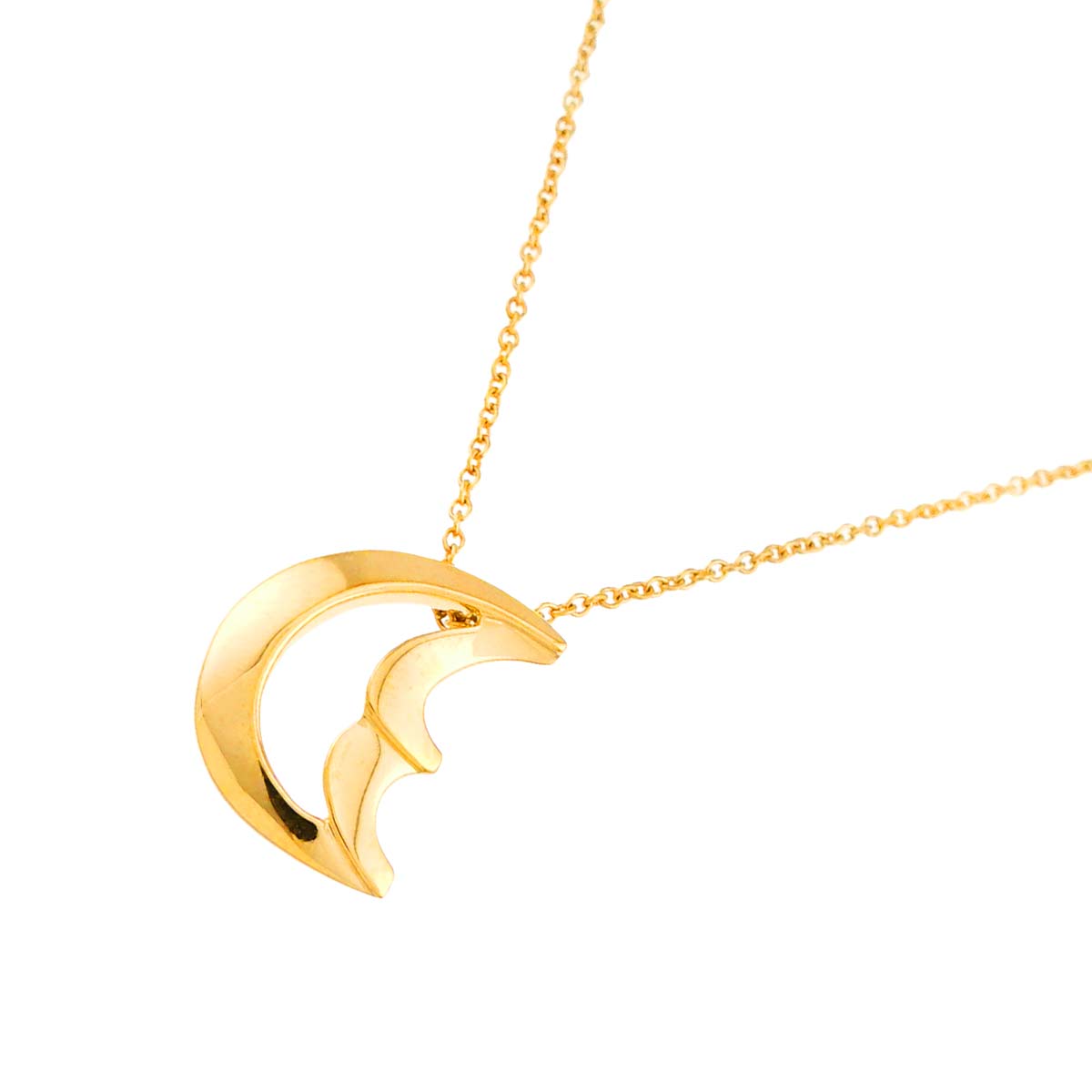 Crescent moon Necklace 18K Yellow Gold 750