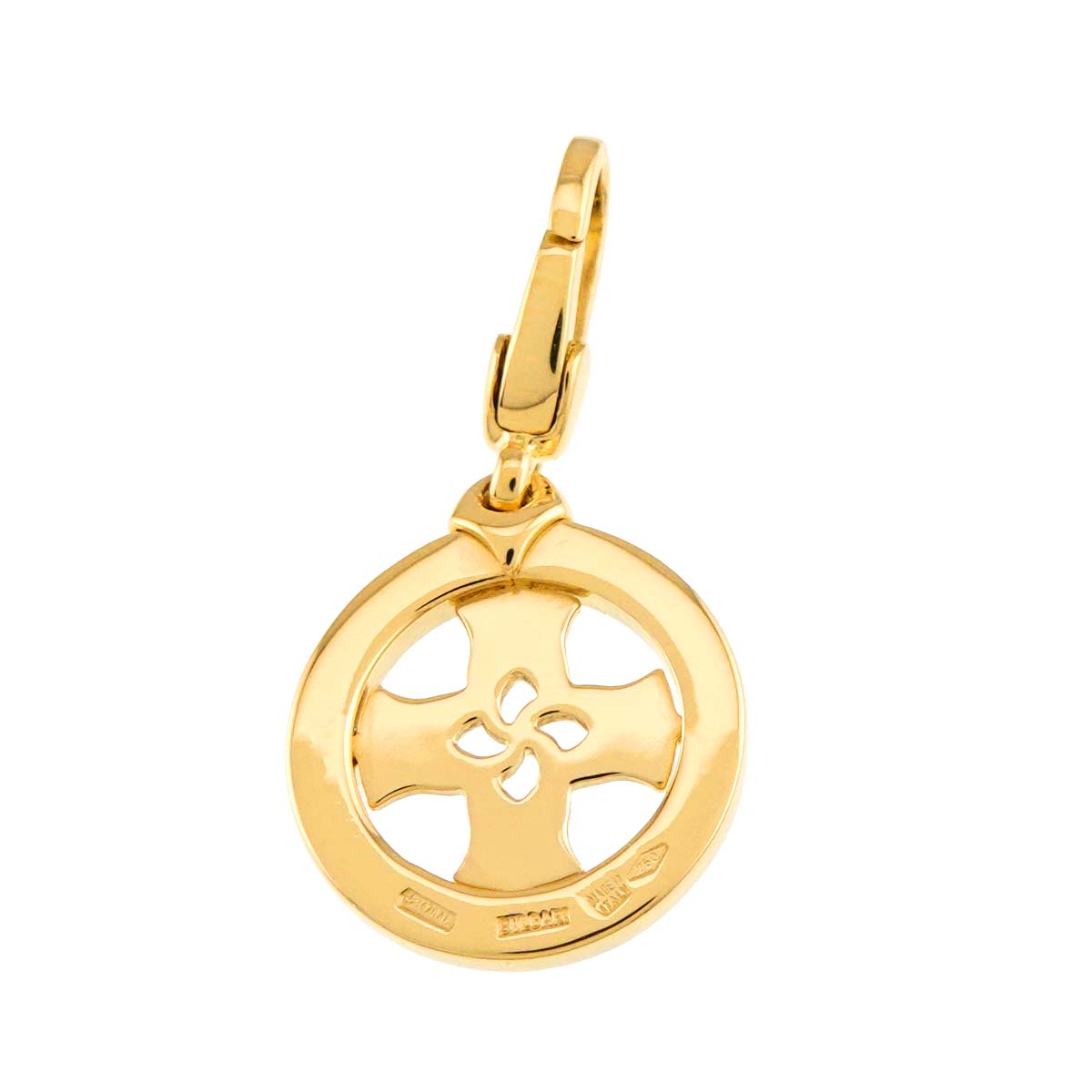 Tondo cross Pendant Top 18K YG 750