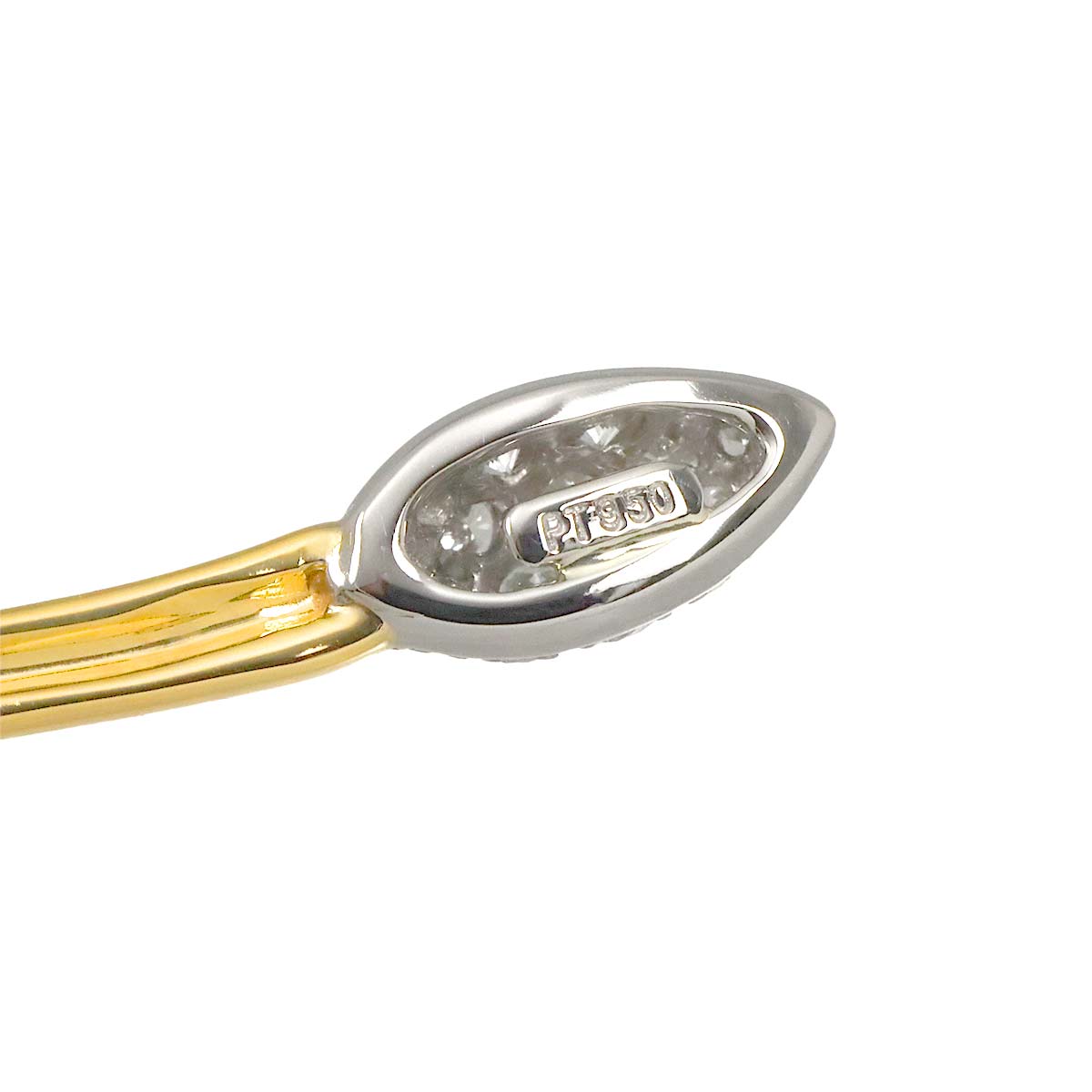 Leaf motif Diamond Brooch 18K Yellow Gold 750 Pt