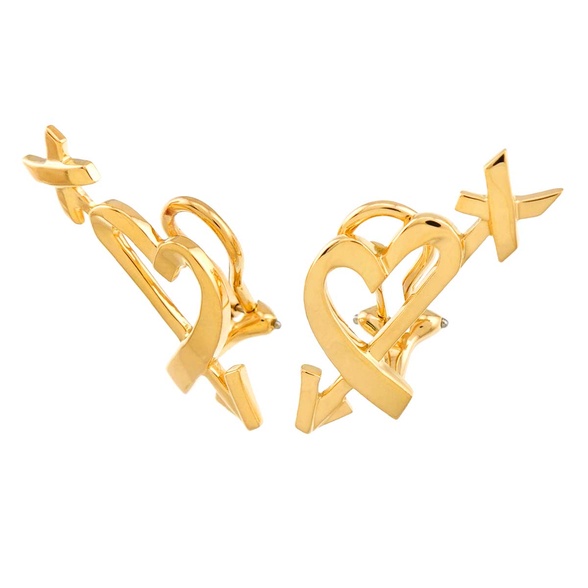 Loving Heart Earrings Clip on 18K Yellow Gold 750