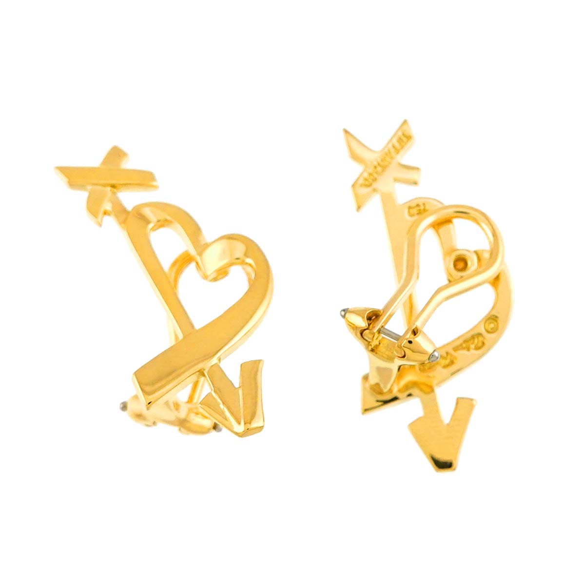 Loving Heart Earrings Clip on 18K Yellow Gold 750