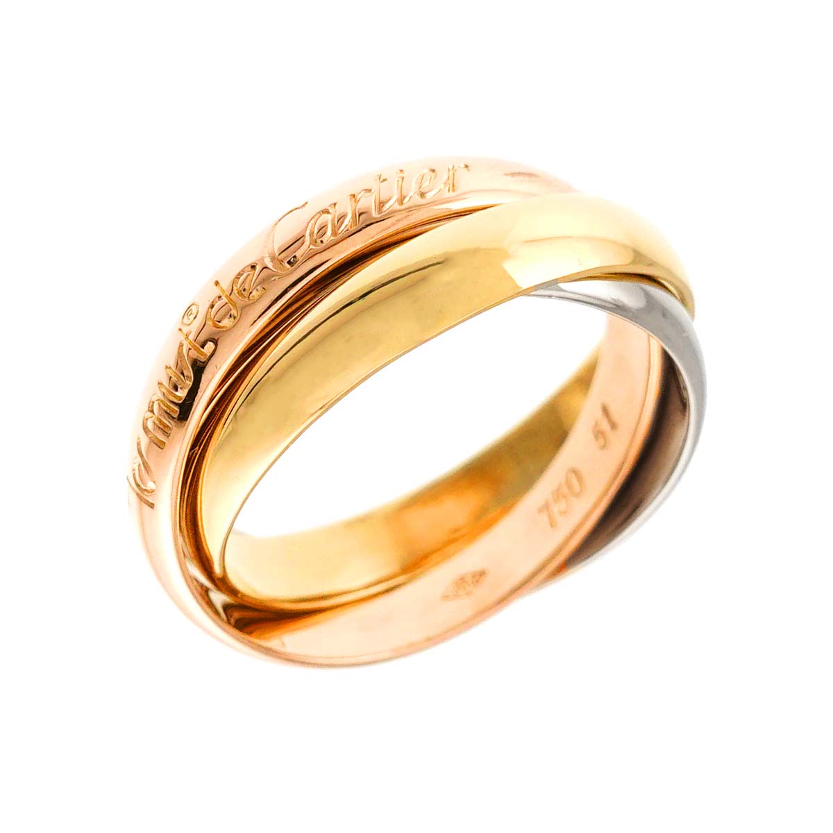 Trinity Ring 18K YG WG PG 750 Size51 5.5-5.75(US)