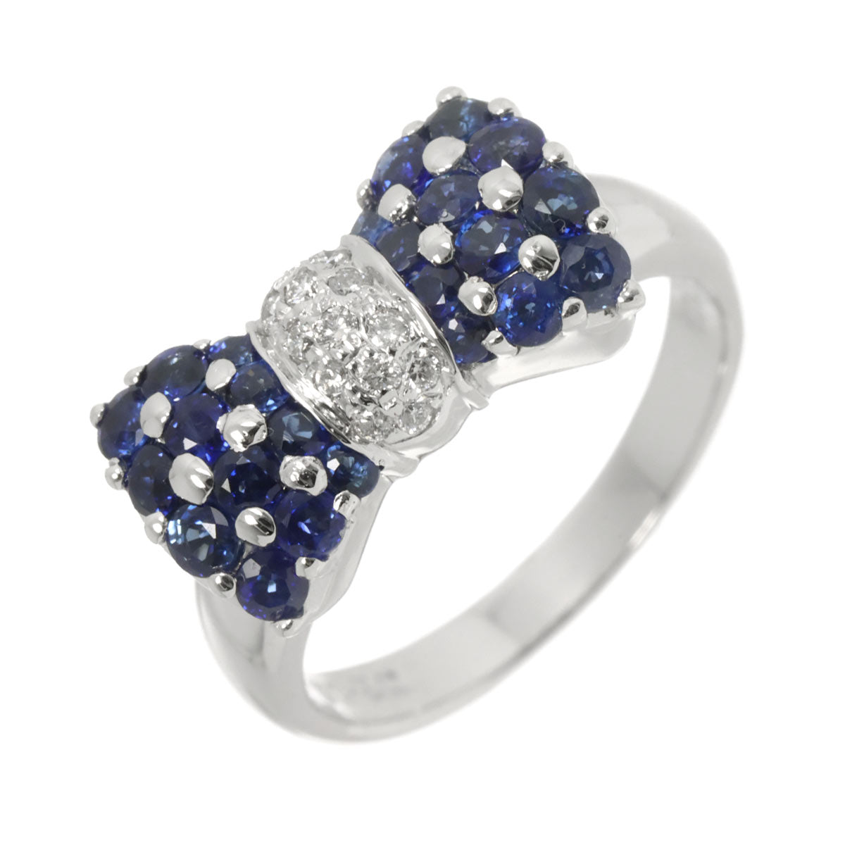 Sapphire 1.20ct Diamond 0.12ct Ring 18K WG Size:6(US)
