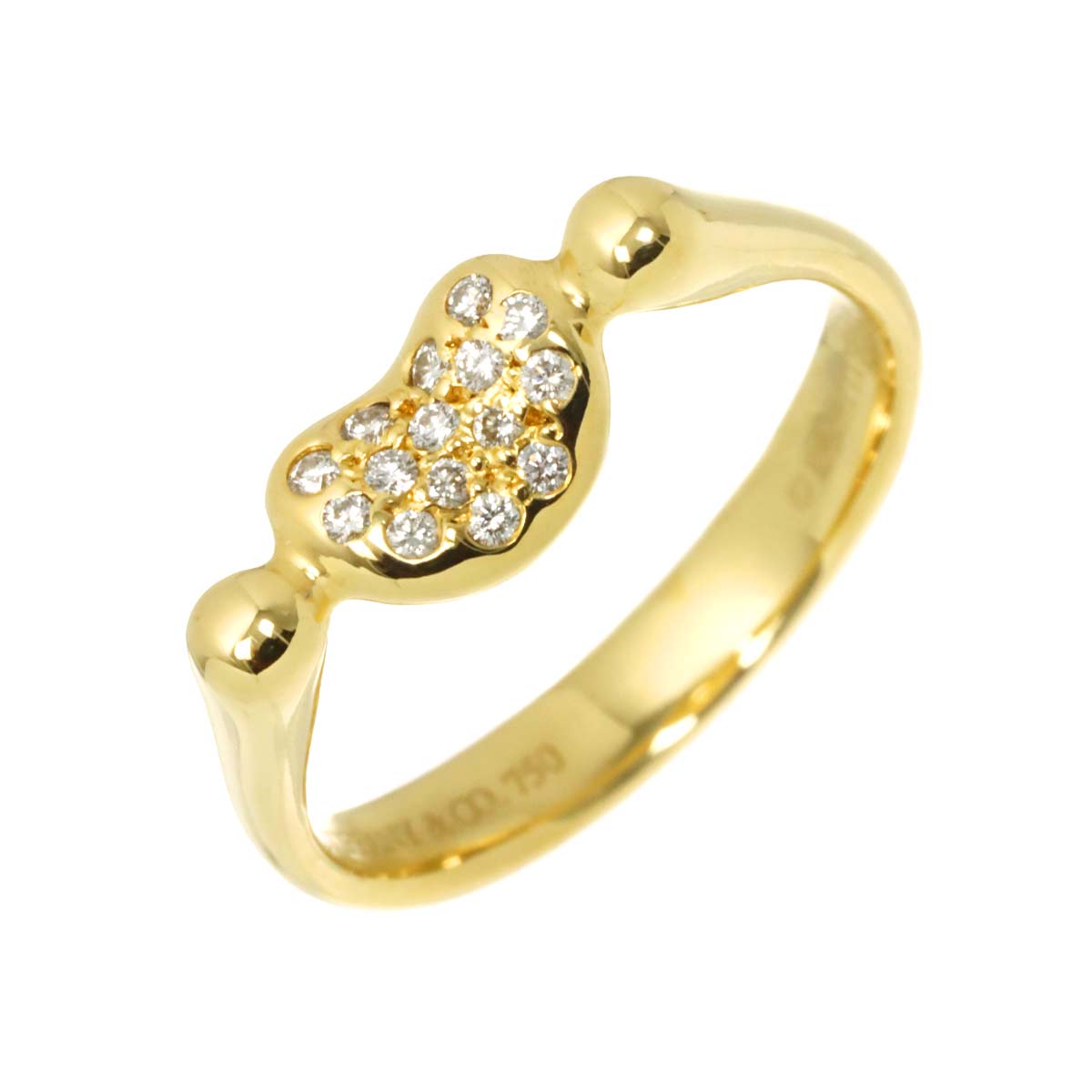 Bean Diamond Ring 18K Yellow Gold 750 Size5.25(US)