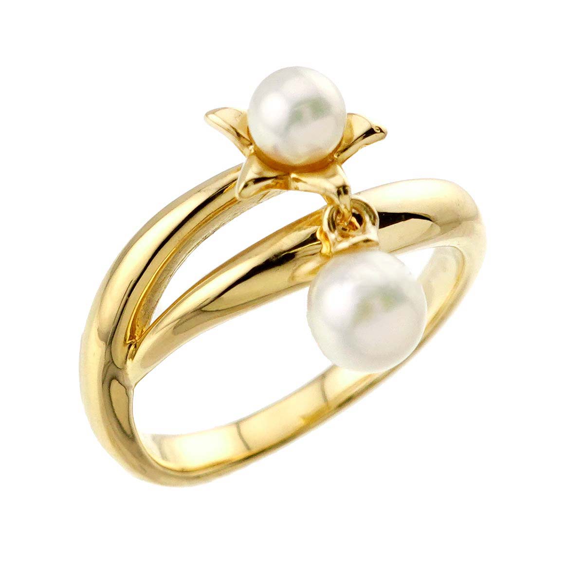 Akoya Pearl 4.6-3.8mm Ring 18K YG 750 Size4(US)
