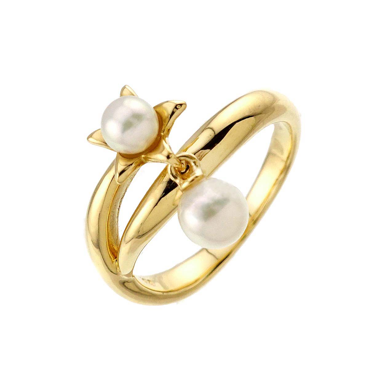 Akoya Pearl 4.6-3.8mm Ring 18K YG 750 Size4(US)