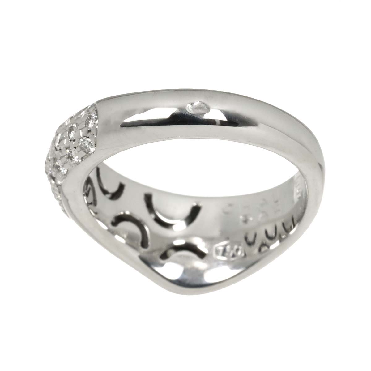 Pave Diamond Ring 18K WG 750 size4.75-5(US)
