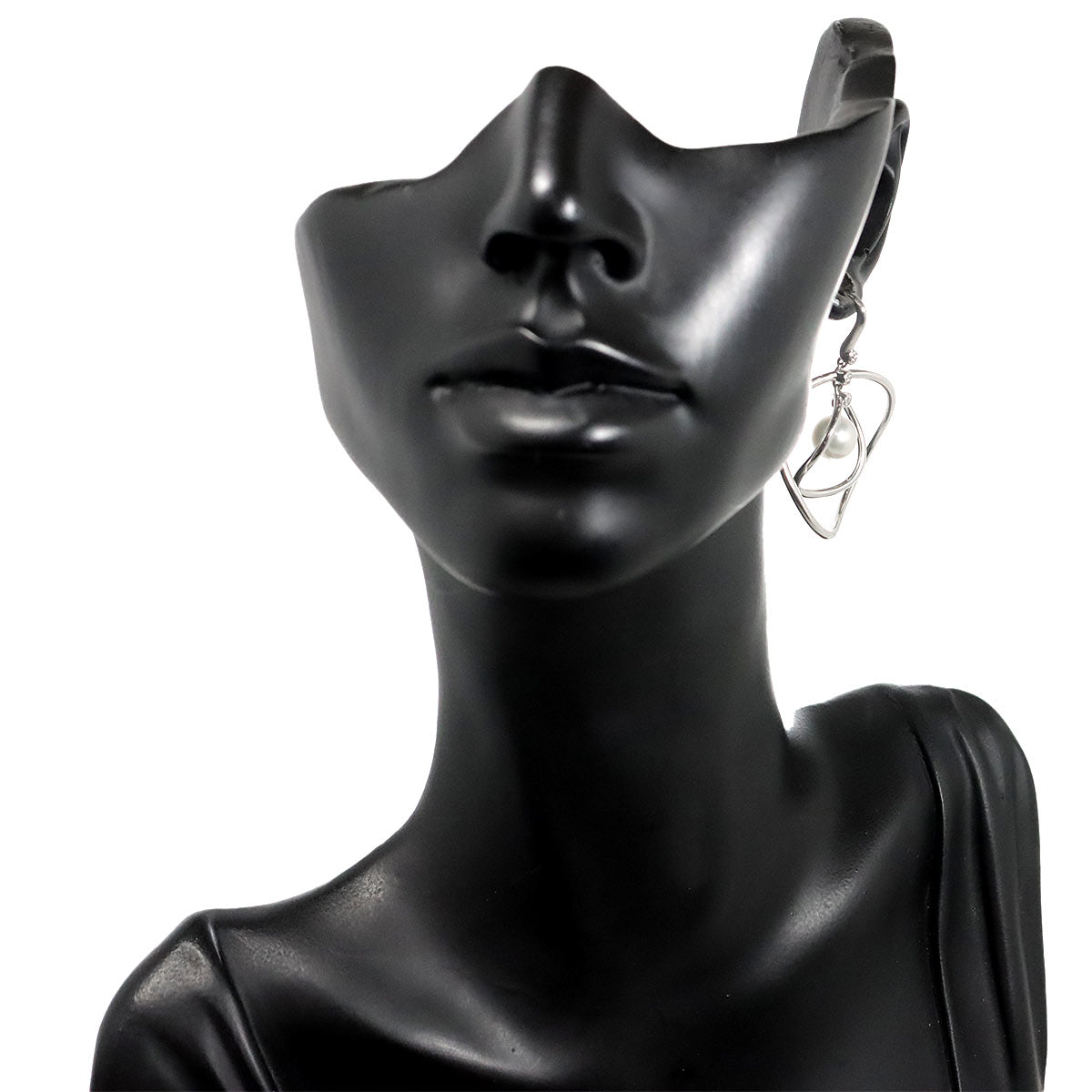 Akoya Pearl 7.7mm Diamond Earrings Pierced 18K WG 750